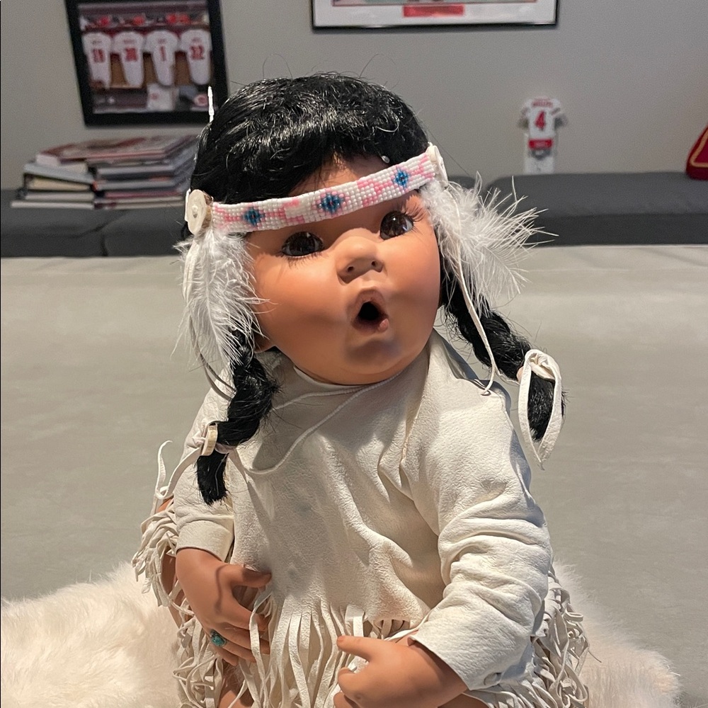 Adorable Native American-Inspired Doll with Black Hair